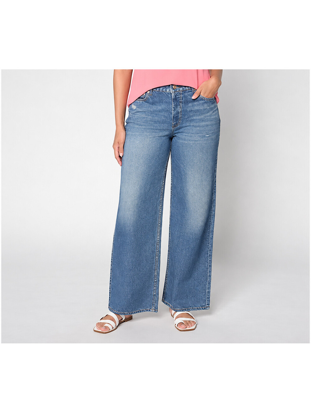AnyBody Regular Denim Effect French Terry Sweatpant Jean Indigo Wash, Small